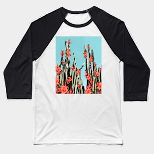 Cacti, Orange coral flowers, Modern art, Wall art, Print Baseball T-Shirt